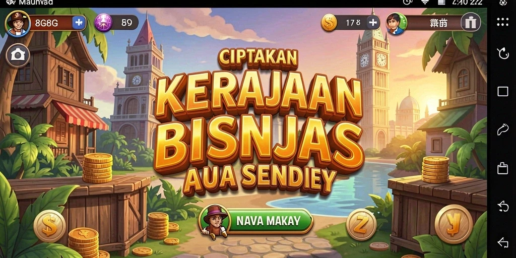 Screenshot gameplay 8G8G yang menampilkan pengelolaan bisnis.