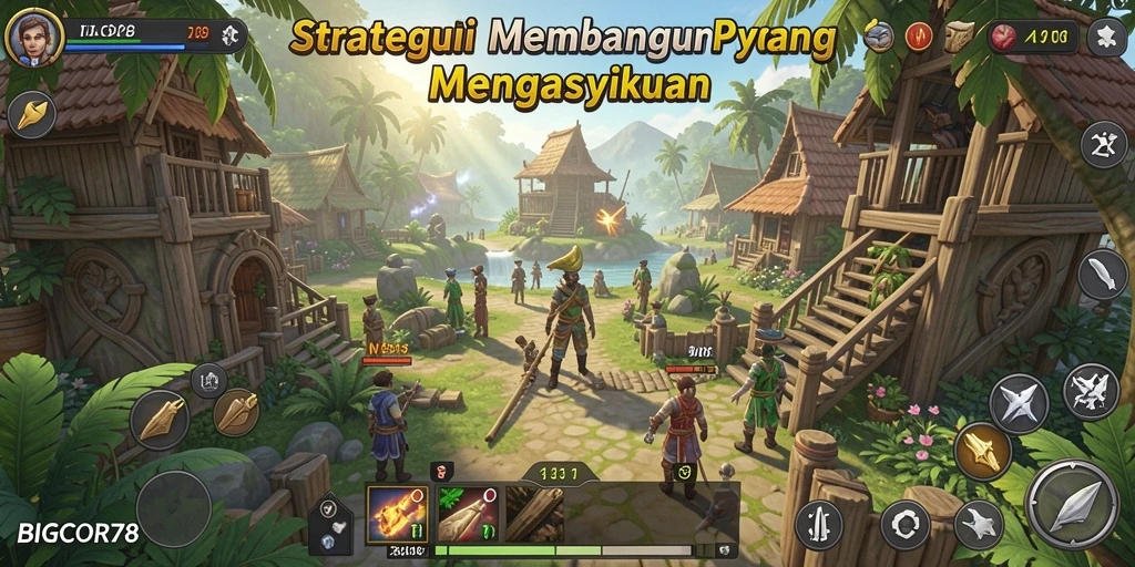 Tampilan gameplay <strong>BIGCOR78</strong> yang epik dengan strategi pembangunan kota.