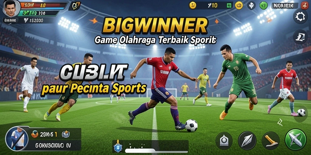 Screenshot utama BIGWINNER menampilkan aksi seru dalam permainan olahraga.