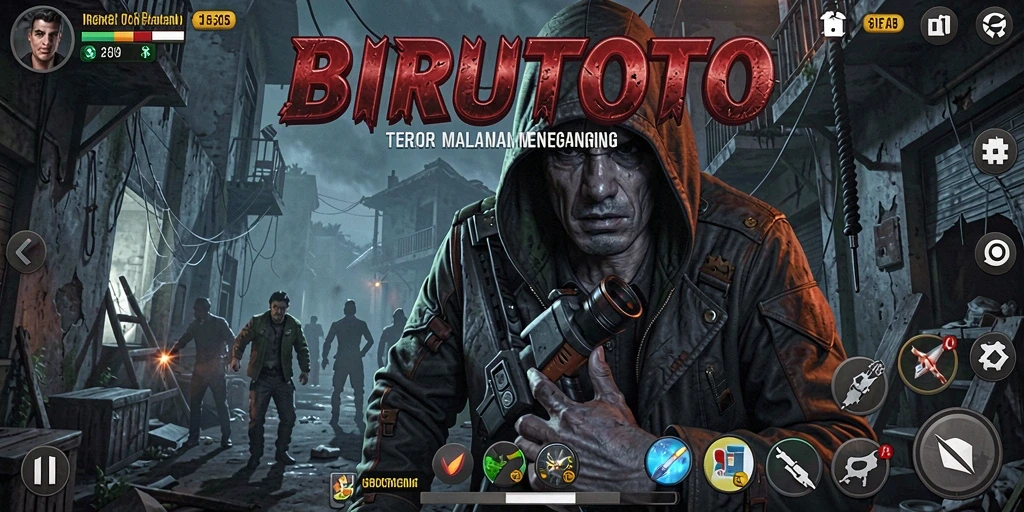 Tampilan gameplay menegangkan dari BIRUTOTO yang penuh kengerian.