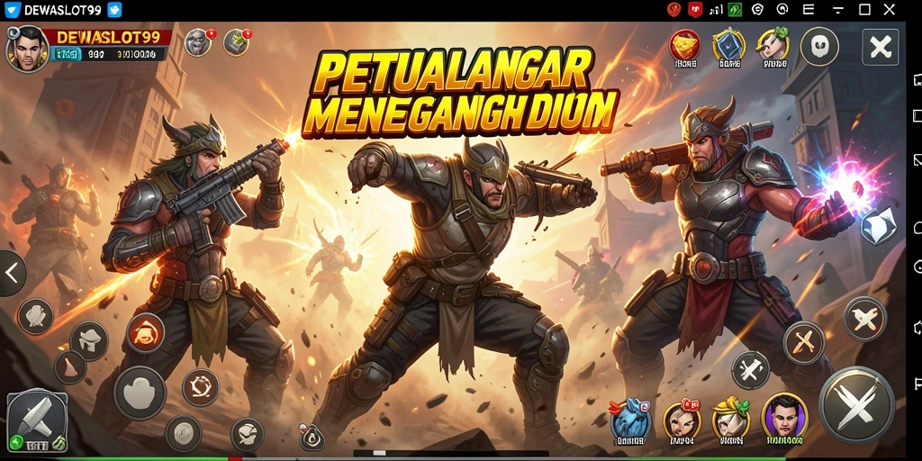 Screenshot gameplay DEWASLOT99 menampilkan aksi mendebarkan dan pertarungan.