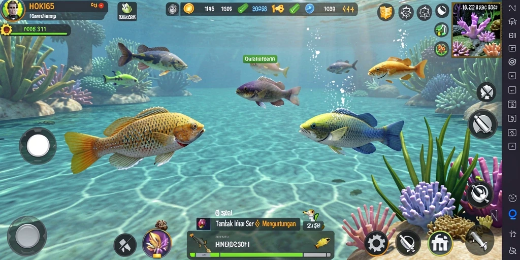 Screenshot gameplay HOKI65 menampilkan aksi menembak ikan yang seru.