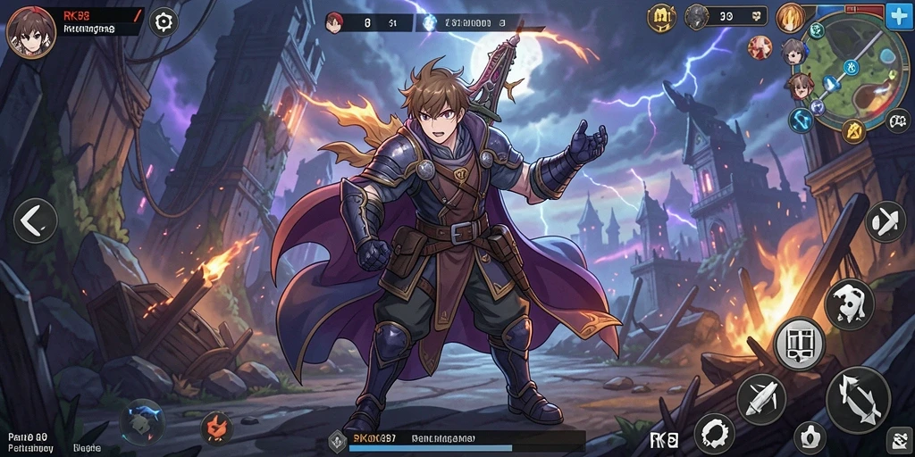Screenshot menampilkan aksi pertarungan epik dalam game Anime.