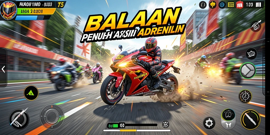 Gameplay balapan motor yang seru dan mendebarkan di T6.